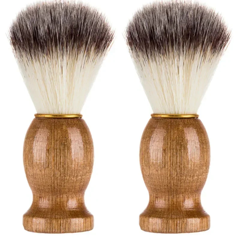 " new " Barber : Blaireau bois naturel doré