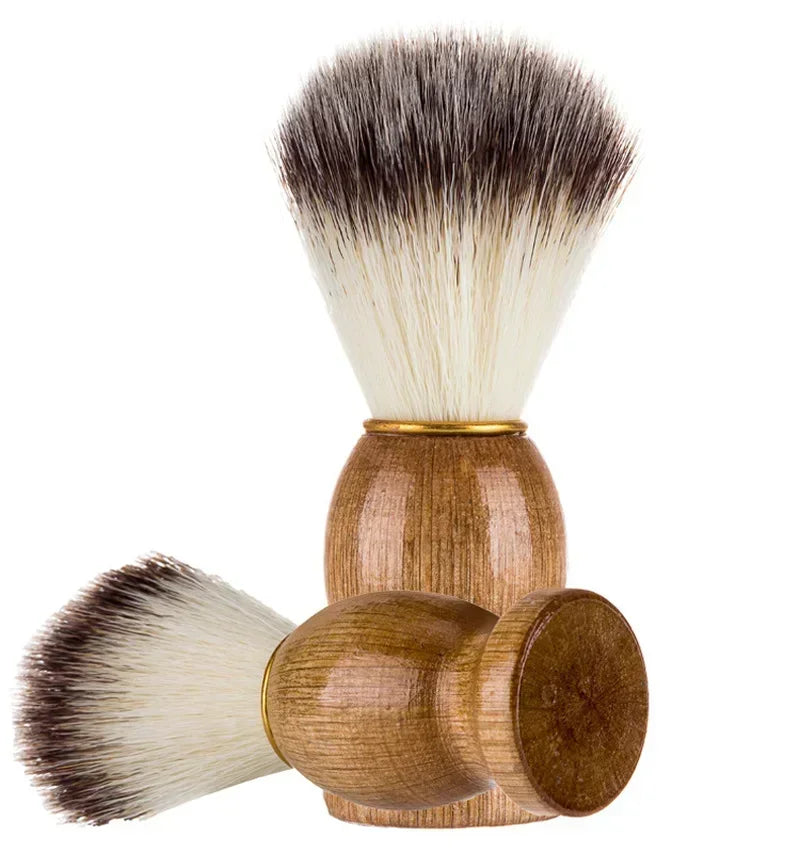 " new " Barber : Blaireau bois naturel doré