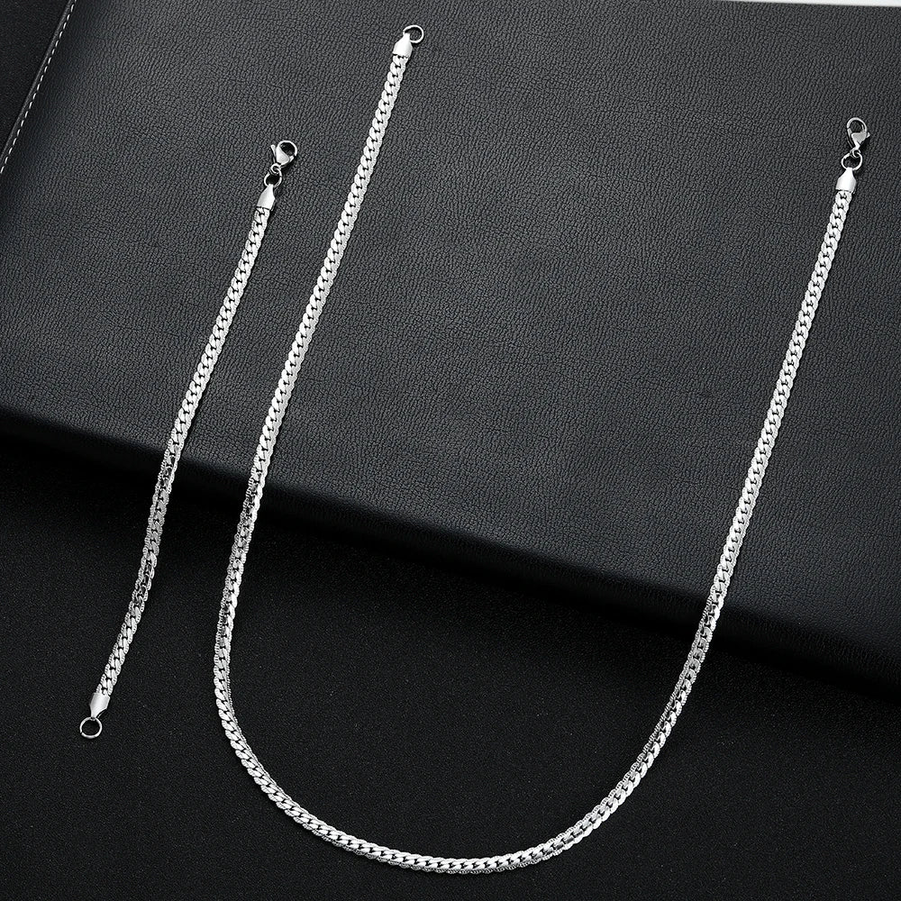 New Arrival Width 5MM 316L Stainless Steel Snake Chain Necklace & Bracelet Fashion Men's Jewelry Set Party Gift