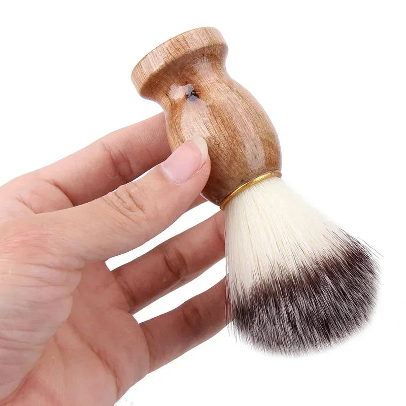 " new " Barber : Blaireau bois naturel doré