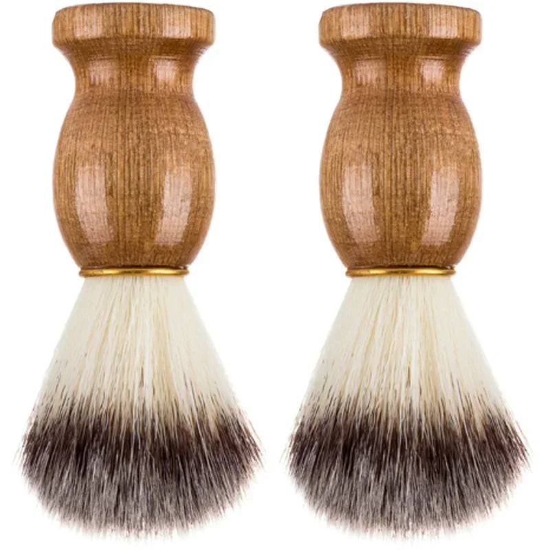 " new " Barber : Blaireau bois naturel doré