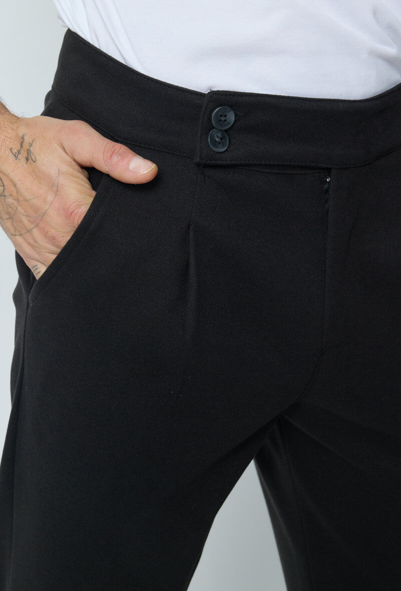 Pantalon noir 2 boutons