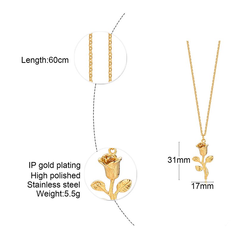 Collier pendentif fleur de Rose