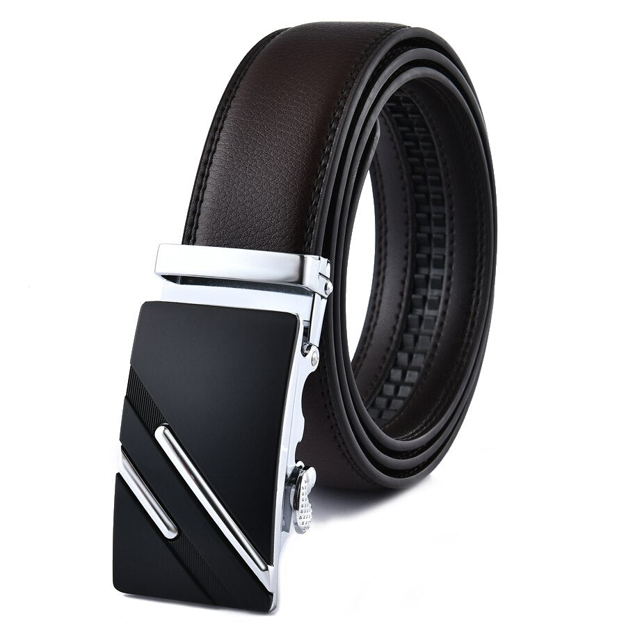 Fashion Automatic Buckle Men's Leather Belt Male Classy Touser Trend Belt for Men High Quality Designer Luxury Accessories 130cm