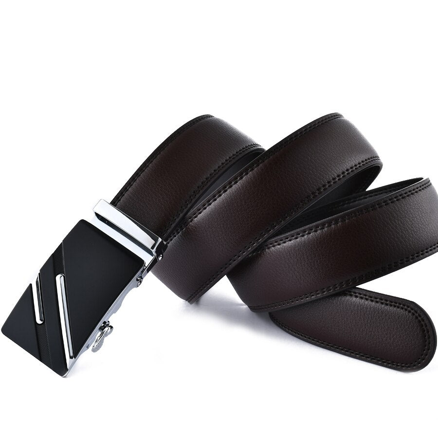 Fashion Automatic Buckle Men's Leather Belt Male Classy Touser Trend Belt for Men High Quality Designer Luxury Accessories 130cm