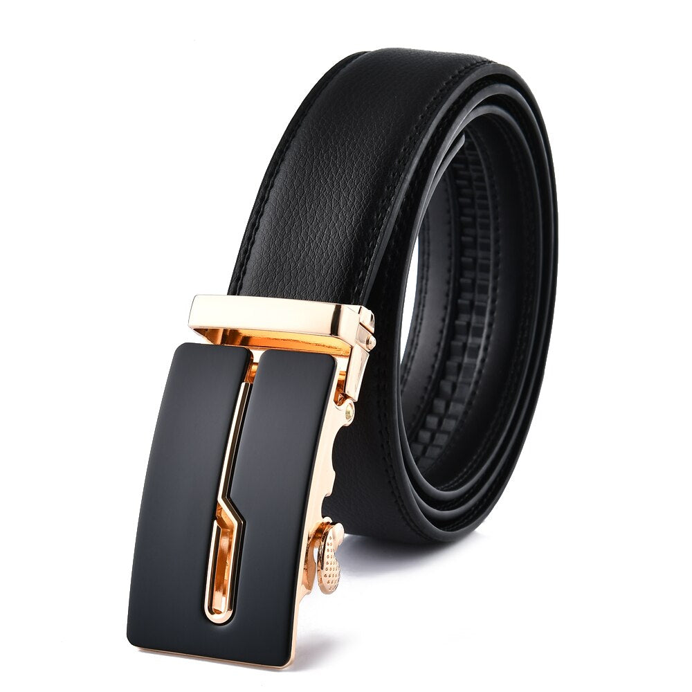 Fashion Automatic Buckle Men's Leather Belt Male Classy Touser Trend Belt for Men High Quality Designer Luxury Accessories 130cm