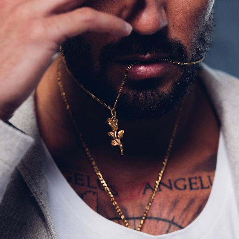 Collier pendentif fleur de Rose