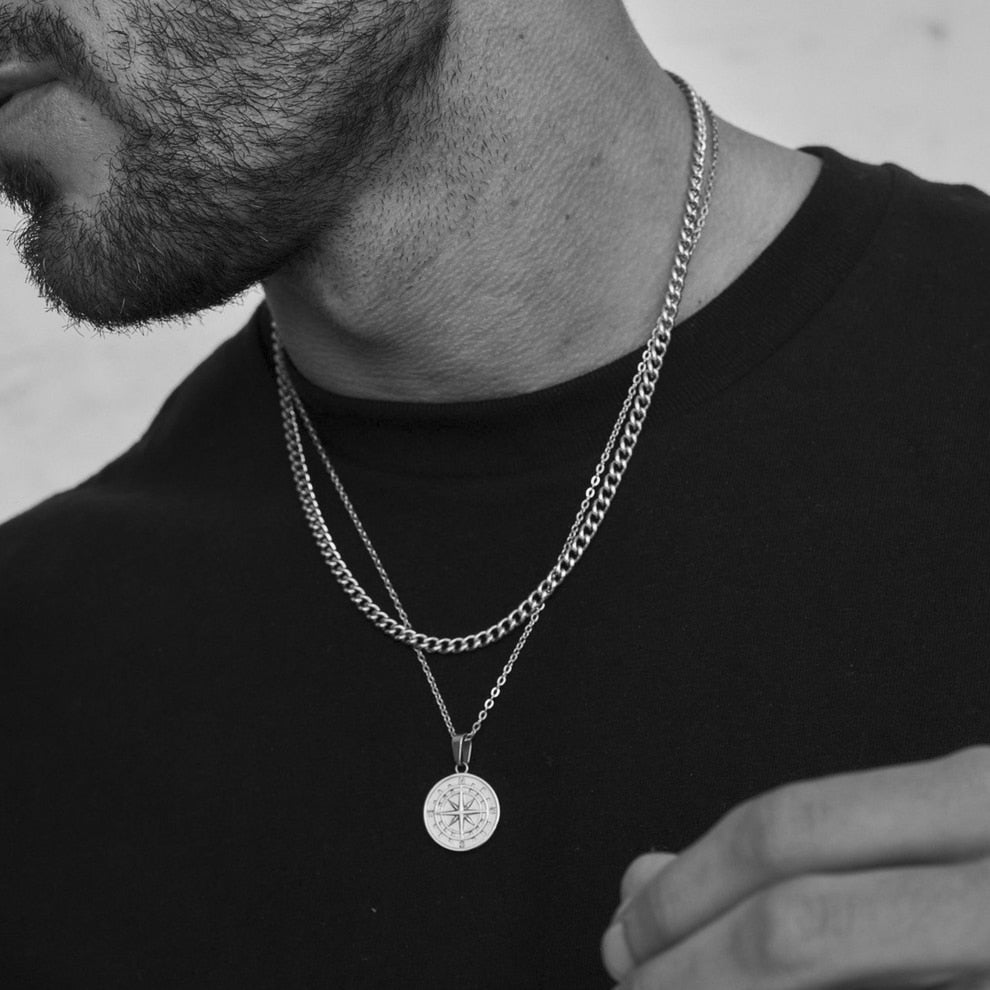 Collier pendentif boussole
