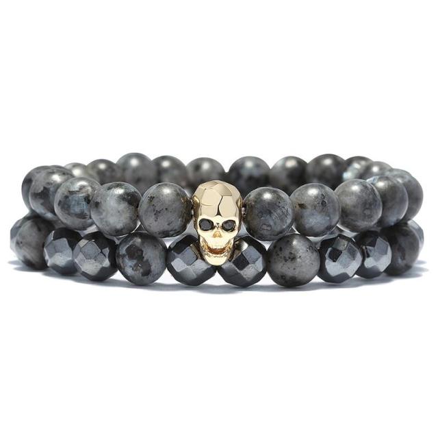 Bracelet perle duo tête de mort
