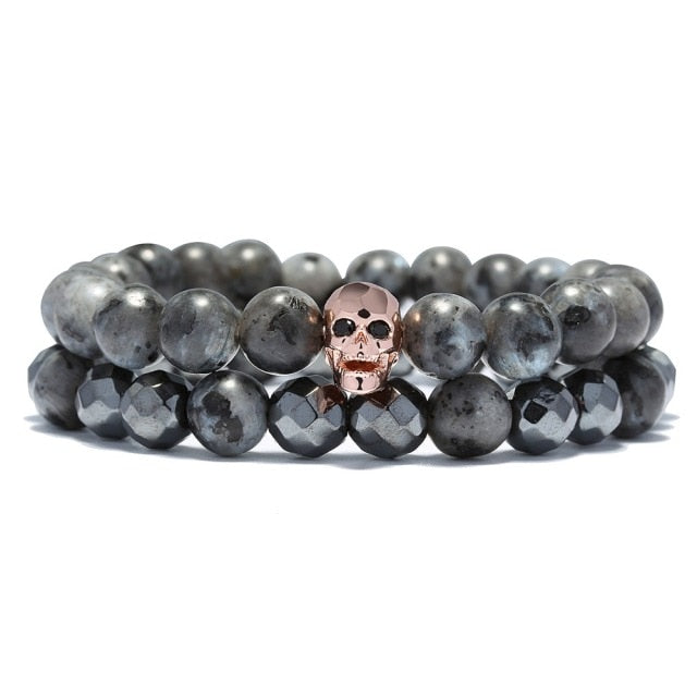 Bracelet perle duo tête de mort