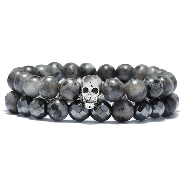 Bracelet perle duo tête de mort
