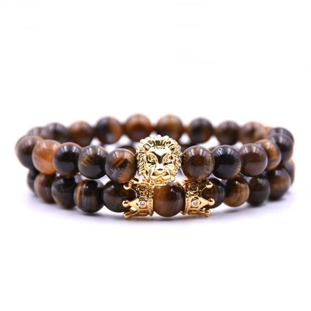 Bracelet pierre Lion double