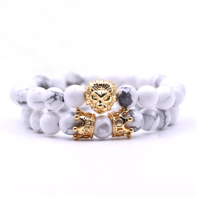 Bracelet pierre Lion double