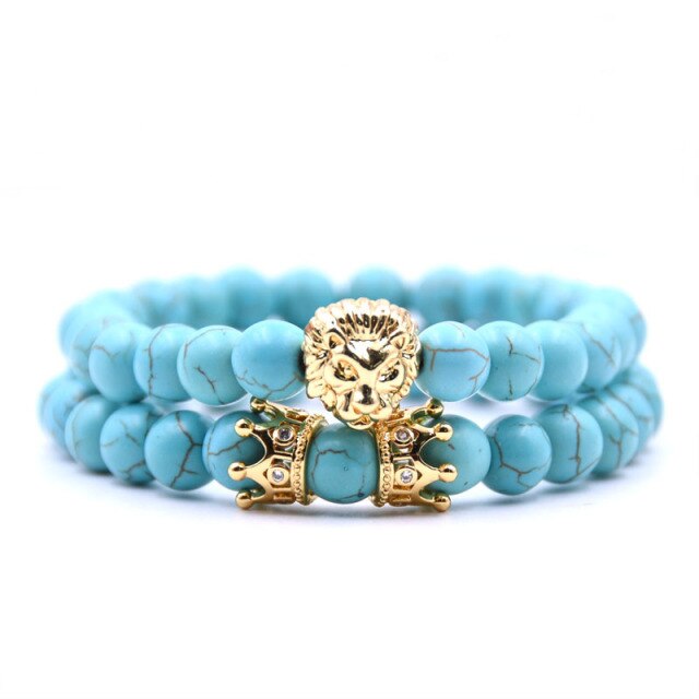 Bracelet pierre Lion double