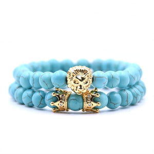 Bracelet pierre Lion double