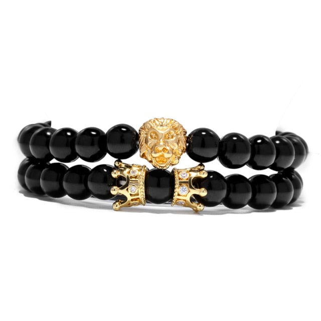 Bracelet pierre Lion double