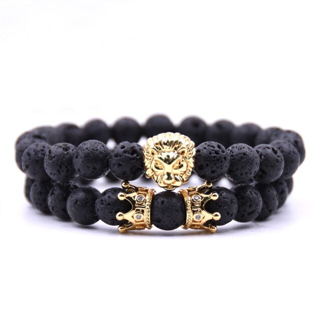 Bracelet pierre Lion double