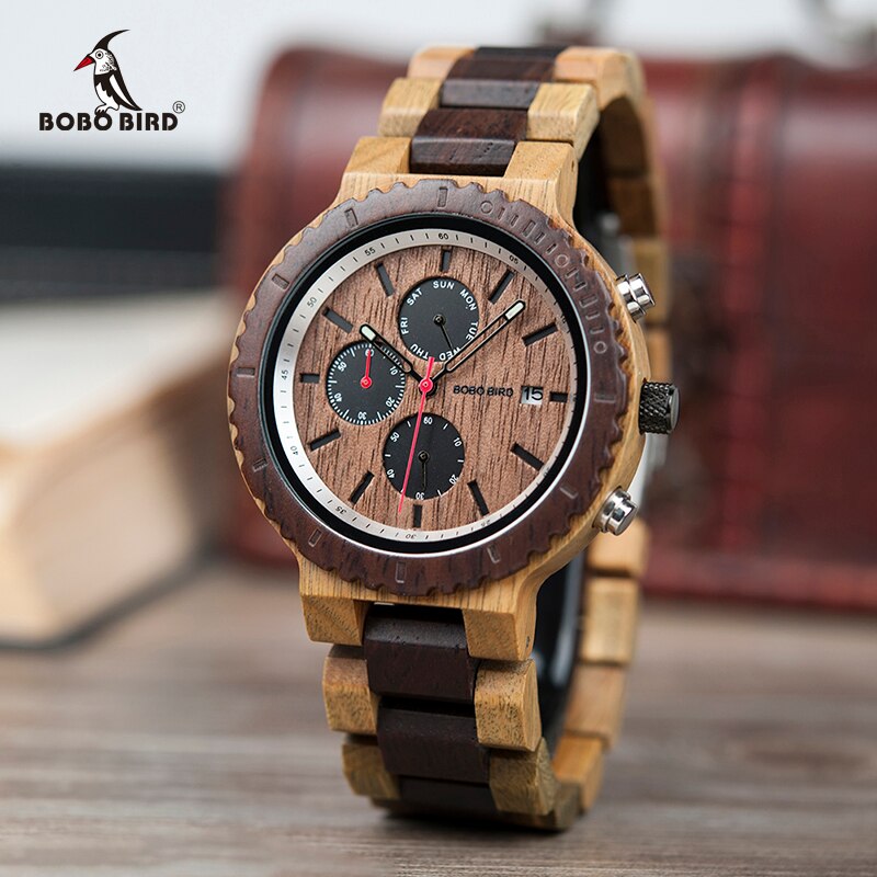 BOBO oiseau montre hommes haut de gamme chronographe