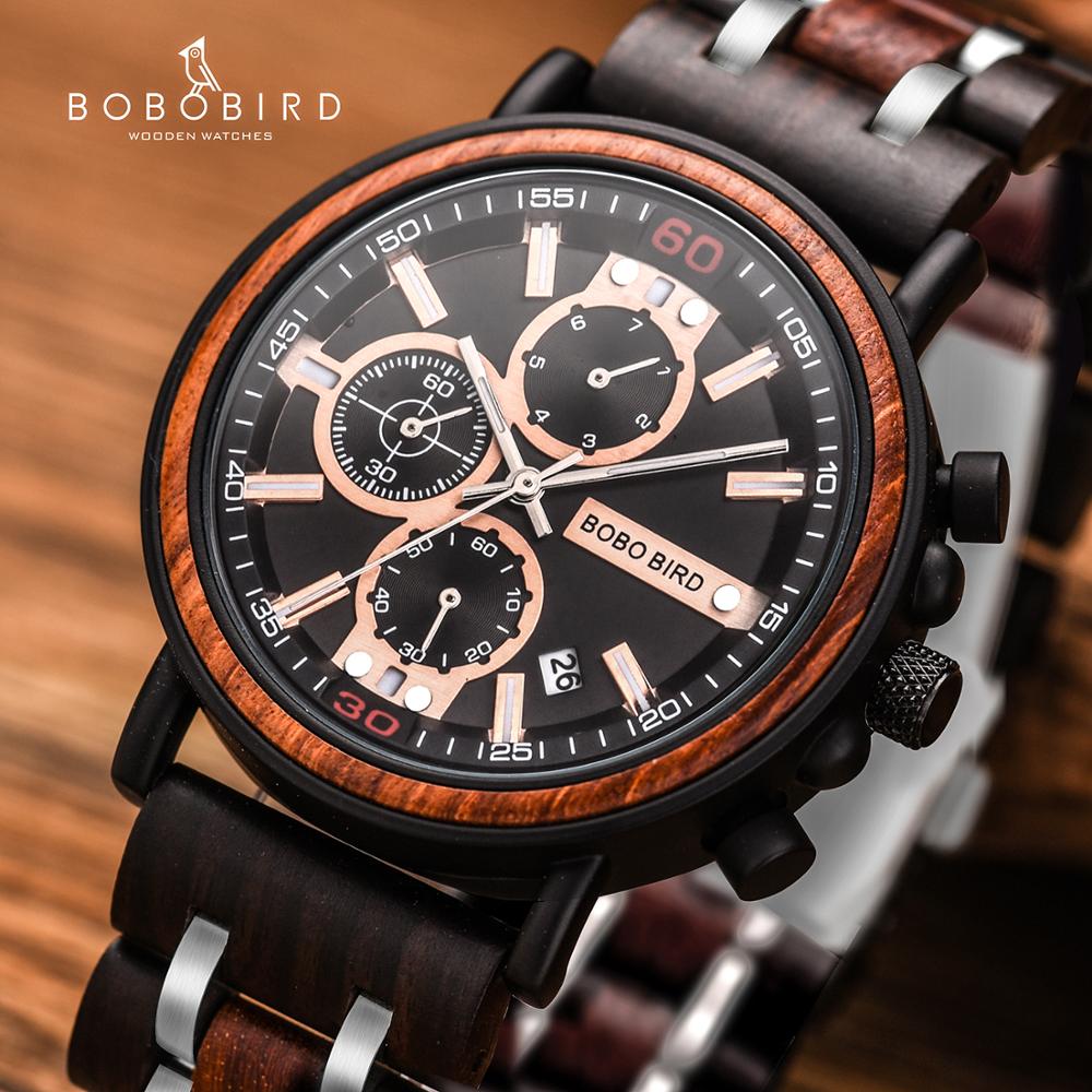 BOBO BIRD - montre boisée pour hommes, chronographes stylisées