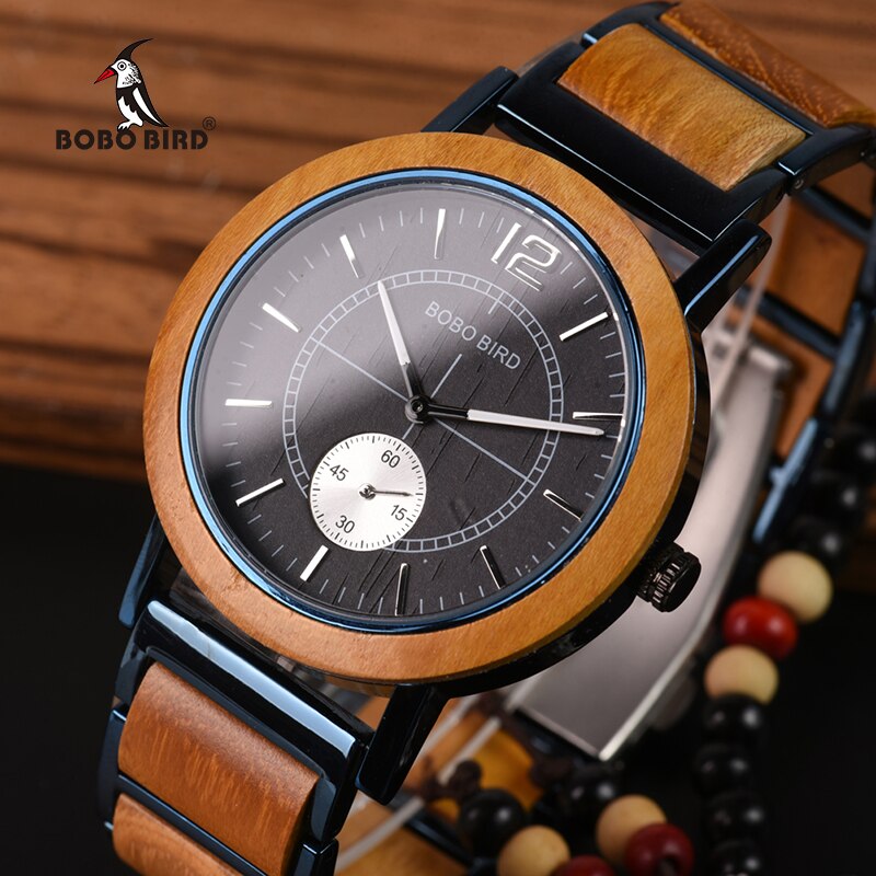 BOBO oiseau en bois hommes montres chronographe haut de gamme de luxe élégant