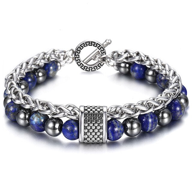 Bracelet pierre & acier avec anneau