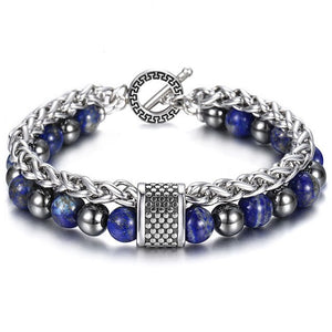 Bracelet pierre & acier avec anneau