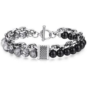 Bracelet pierre & acier avec anneau