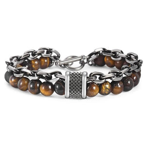Bracelet pierre & acier avec anneau