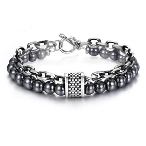 Bracelet pierre & acier avec anneau