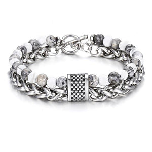 Bracelet pierre & acier avec anneau