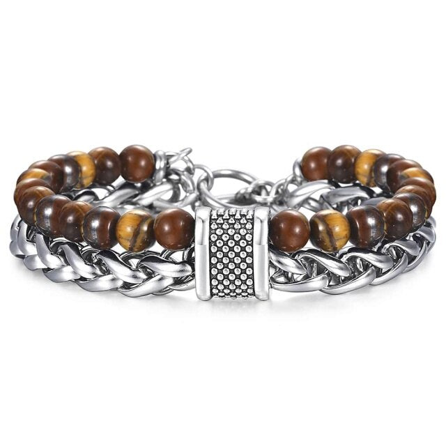 Bracelet pierre & acier avec anneau
