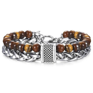 Bracelet pierre & acier avec anneau