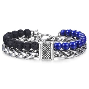 Bracelet pierre & acier avec anneau