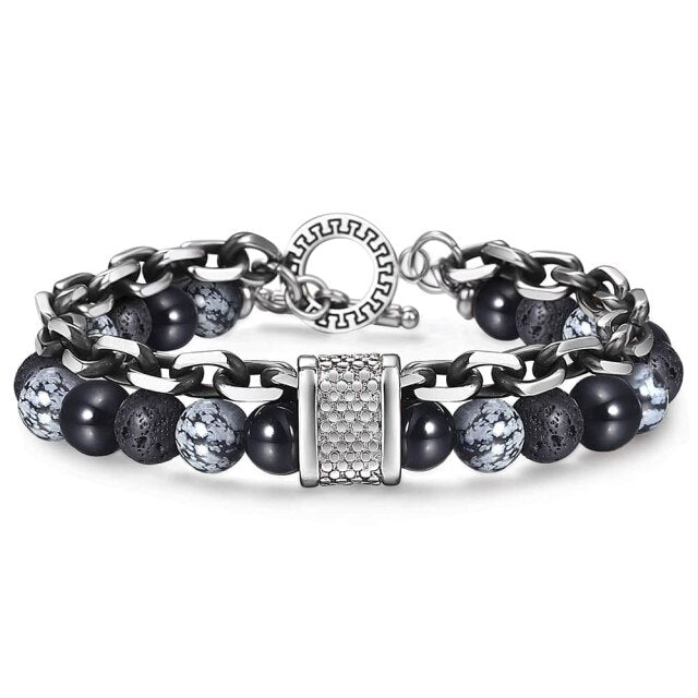 Bracelet pierre & acier avec anneau