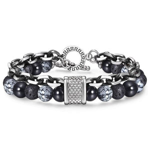 Bracelet pierre & acier avec anneau