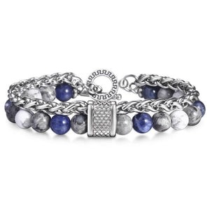 Bracelet pierre & acier avec anneau