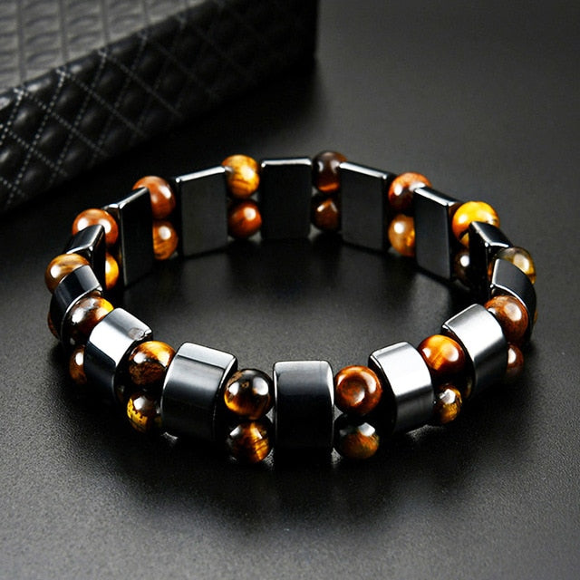 Bracelet perle double hématite