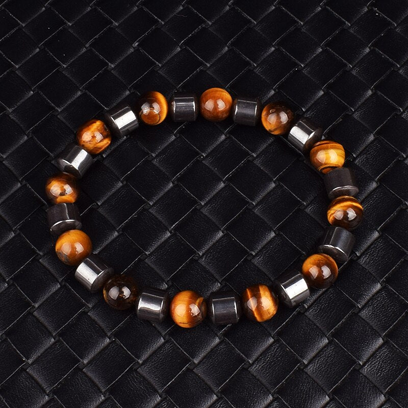 Bracelet perle tigre & hématite s'emmêle