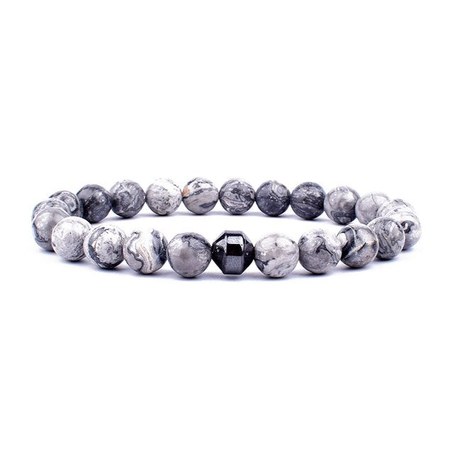 Bracelet perle et hématite solitaire