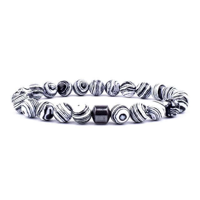 Bracelet perle et hématite solitaire
