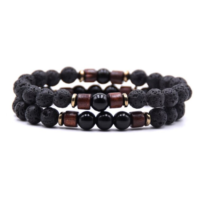 Bracelet perle duo de lave