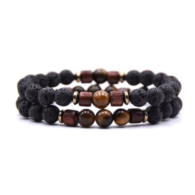Bracelet perle duo de lave